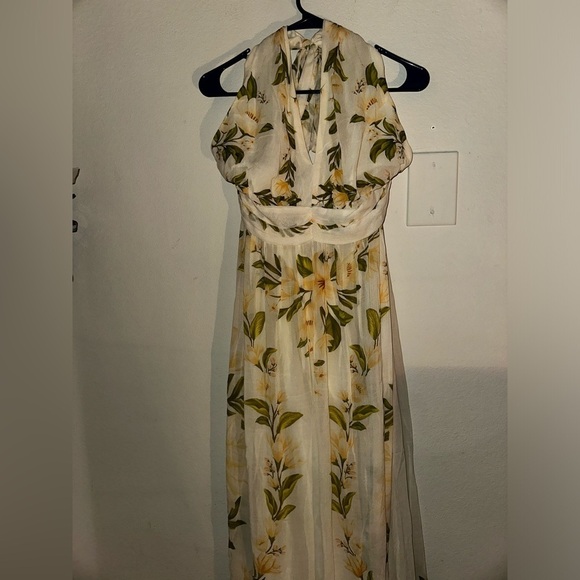 NWT FARM RIO X ANTHROPOLOGIE V-NECK FLORAL CHIFFON MAXI DRESS XL spring vacation - Picture 4 of 12